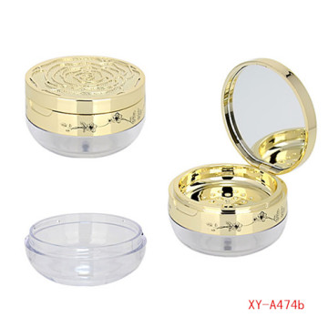 Golden Color Loose Powder Compact Case With Mirror