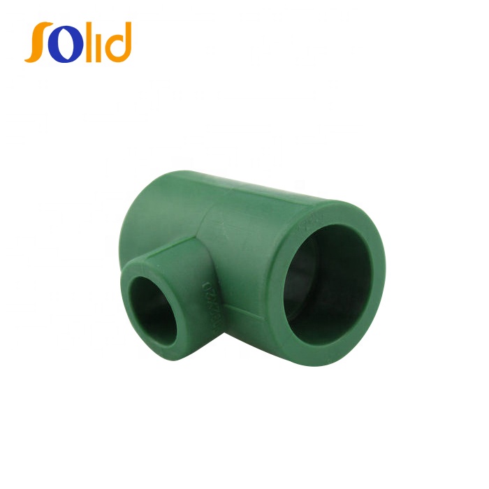Green Plastic PPR Pipe Fitting Of Reducing Tee / Socket Unequal Tee