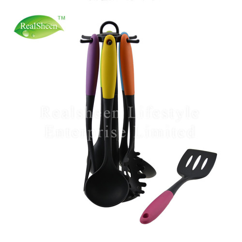 7 Piece Nylon Kitchen Utensils Set Rotating Stand