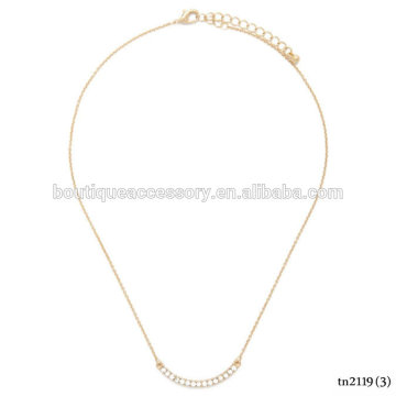 Rhinestone Bar Pendant Necklace For Girls