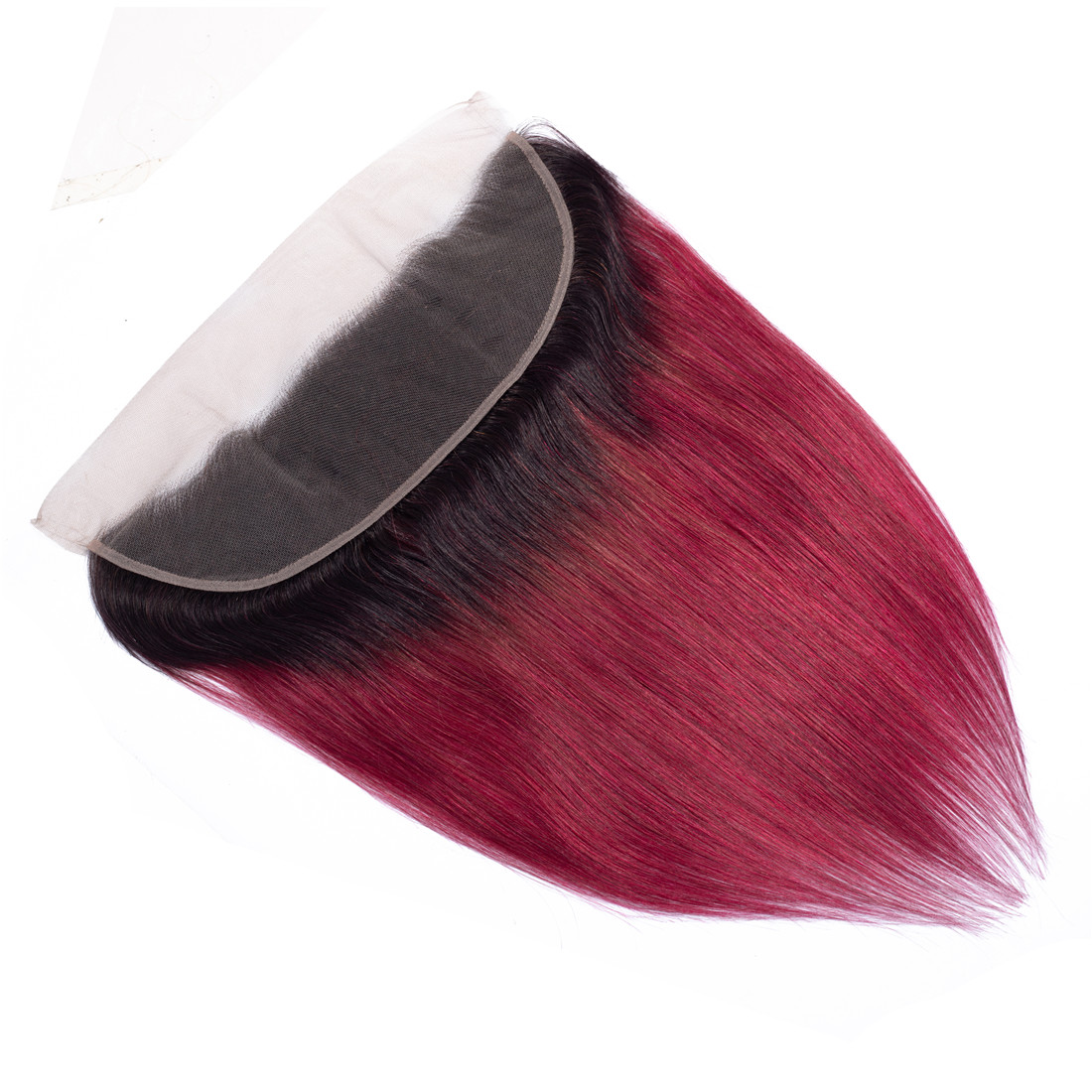Cheap 1B Burgundy Straight Brazilian Hair Weave Bundles With Frontal Closure