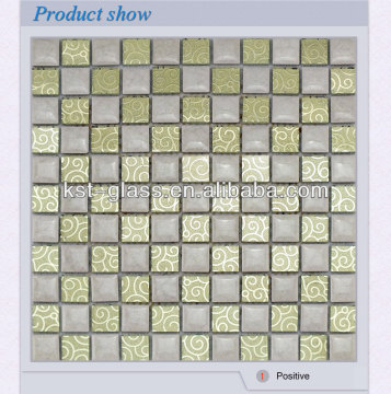 Golden Yellow Strip Gold Foil Glass Stainless Steel Mosaics High End Classic Mirror Decorative Wearproof Mosaics