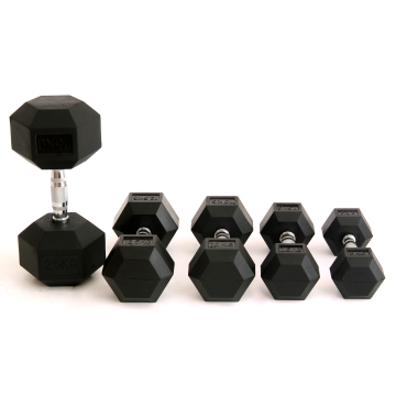 Cast Iron Fitness Rubber Dumbbells - Round Head Hex Dumbbells