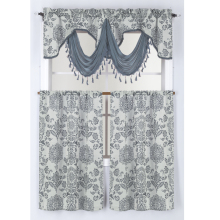 Luxury Satin Valance Kitchen Window Curtain - 3pcs Cafe Curtain