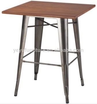 Wood Top Metal Bar Table