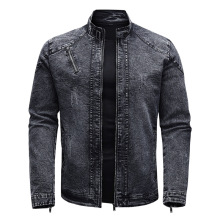 Trendy European and American Casual Elastic Washed Denim Jacket for Men