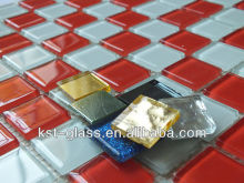 runway red and ilver white mix color mosaic glass tiles