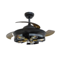 Black Retractable Ceiling Fan with Light