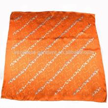 Custom design hand printing ladies polyester logo scarf 80*80cm