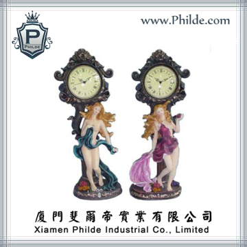 Polyresin Figure Figurines Decorative Quartz Clocks (CC-HD-2546)