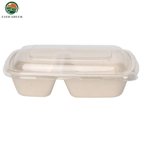 Degradable 2 Compartment Lunch Box Disposable Tableware Box