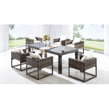 Indoor 7pcs set Wicker Dining set