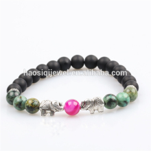 Wholesale jewelry banded agate bracelet India jasper bracelet matte black onyx elephant bracelet for women