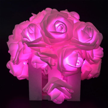 LED Pink Large Rose Flower String Lights