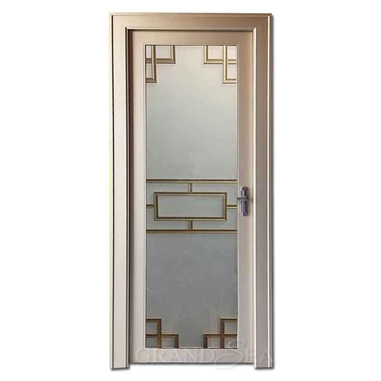 Simple Chinese design brown aluminum indoor bathroom swing glass door price in morocco