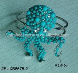 2016 hot new spring octopus bangle with rhinestones,octopus bracelet,fish bangle,animal bangle,diamond bangle,jewelry