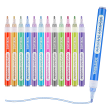 TwoHands 12 Color Double Line Marker Pens - Metallic Outline Markers for DIY Drawing