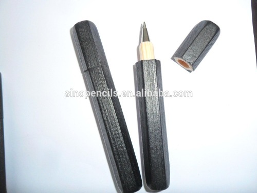 BSCI certificated creative art black wood ball pen with top