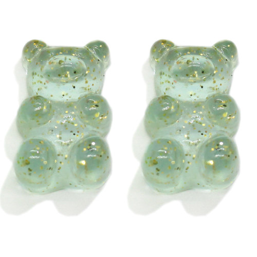 Más vendido Gummy Bear Glitter Flatback Bear Cabochon Pendiente Colgante Decoración Encantos Artesanía de dibujos animados