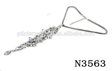 Statement Necklace, Fashion Antique Silver Necklace, Charm Crystal Jewelry Necklace N3563