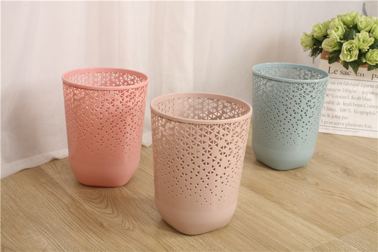 Commercial Colored Indoor Decorative Plastic Waste Basket Dustbin Garbage Bin Trash Can