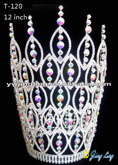 Rhinestone Pageant Crowns Big Size T-120