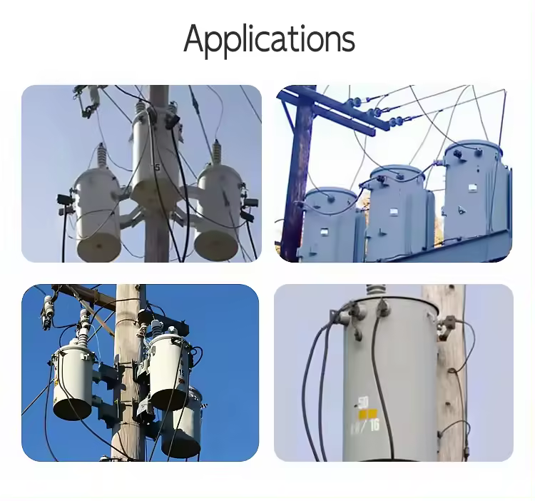 egyfázisú oszlopra szerelt elosztó transzformátor alkalmazások single-phase pole-mounted distribution transformer applications