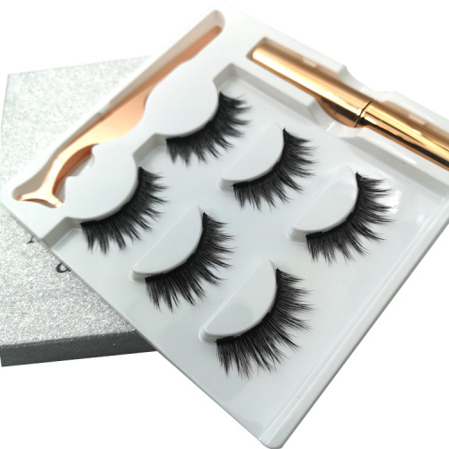 Three pairs magnetic eyelashes in silver box