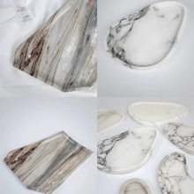 Hot Selling Natural Marble Plates: White and Grey Table Settings