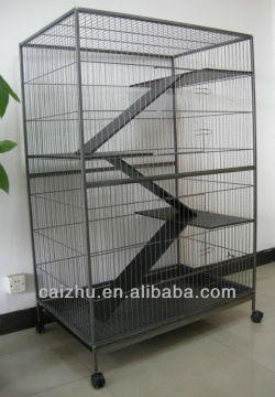 New Model 3-Level Wooden Ladder Metal Indoor Ferret Cage, Cat Cage