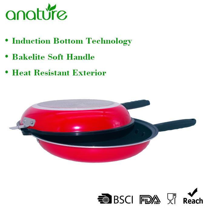 Economic Double Side Nostick Red Frying Pan