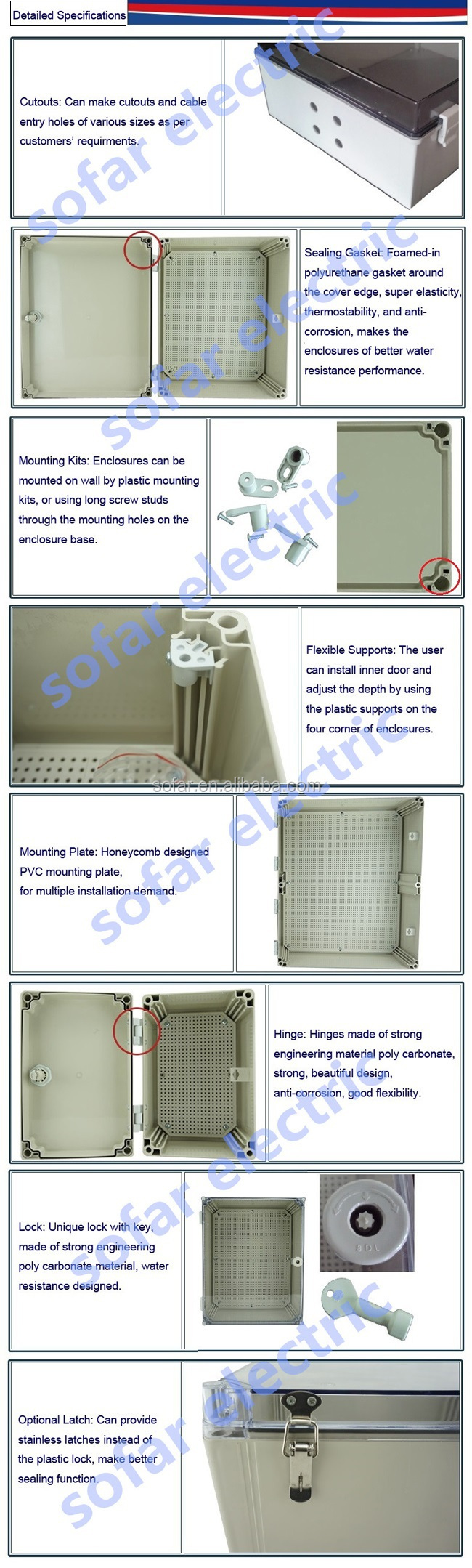 400*300*160mm Transparent Hinged Door Plastic Waterproof Enclosure