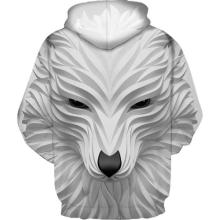 White smiling wolf 3D printing hoodie