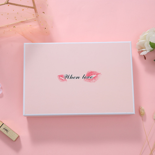 Caja de regalo de empaque de bufanda rosa personalizada con tapa