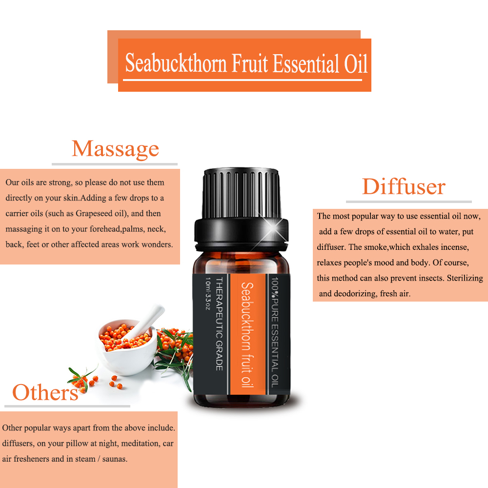 Natural Seabuckthorn Fruit Oil esencial para el cuidado de la salud