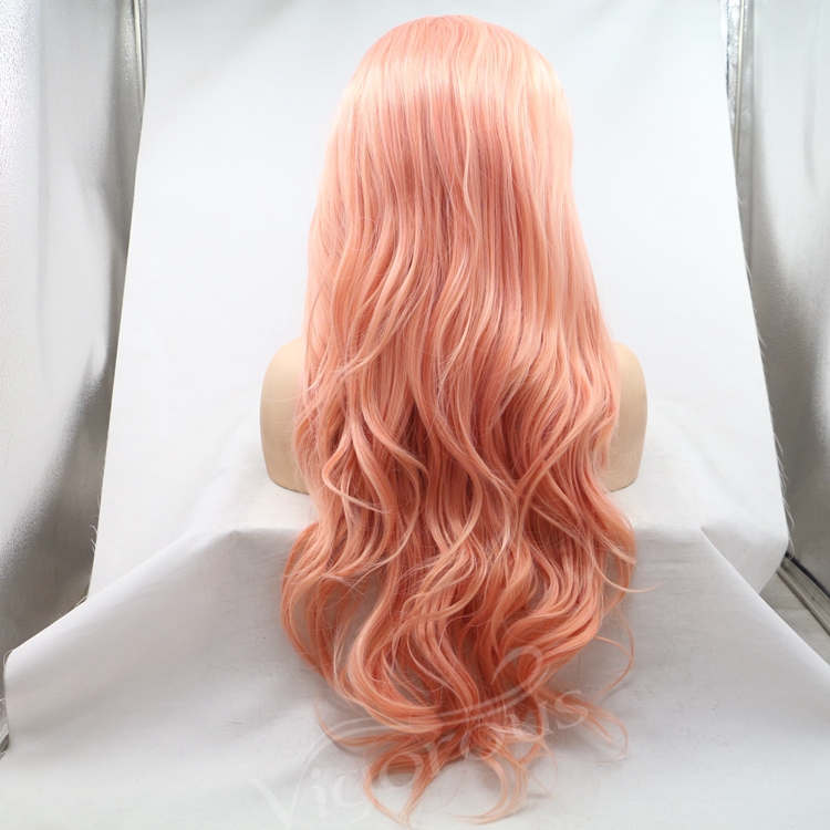 Vigorous mono long premium high quality straight wave wholesale black women synthetic hair wigs with lace front