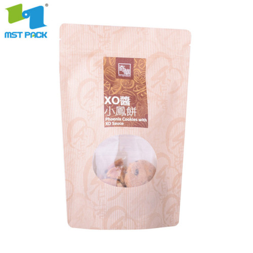 Makanan Doypack Kraft Paper Stand Up Pouch ZipLock