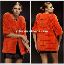 YR626 New Fashion Italy Desinger Sheared Rabbit with Fox Sexy Fur Jackets