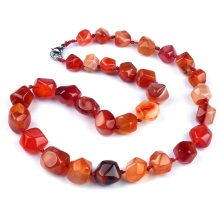Carnelian Irregular Faceted Tumbled Stone Beads Knotted Stone Necklacer