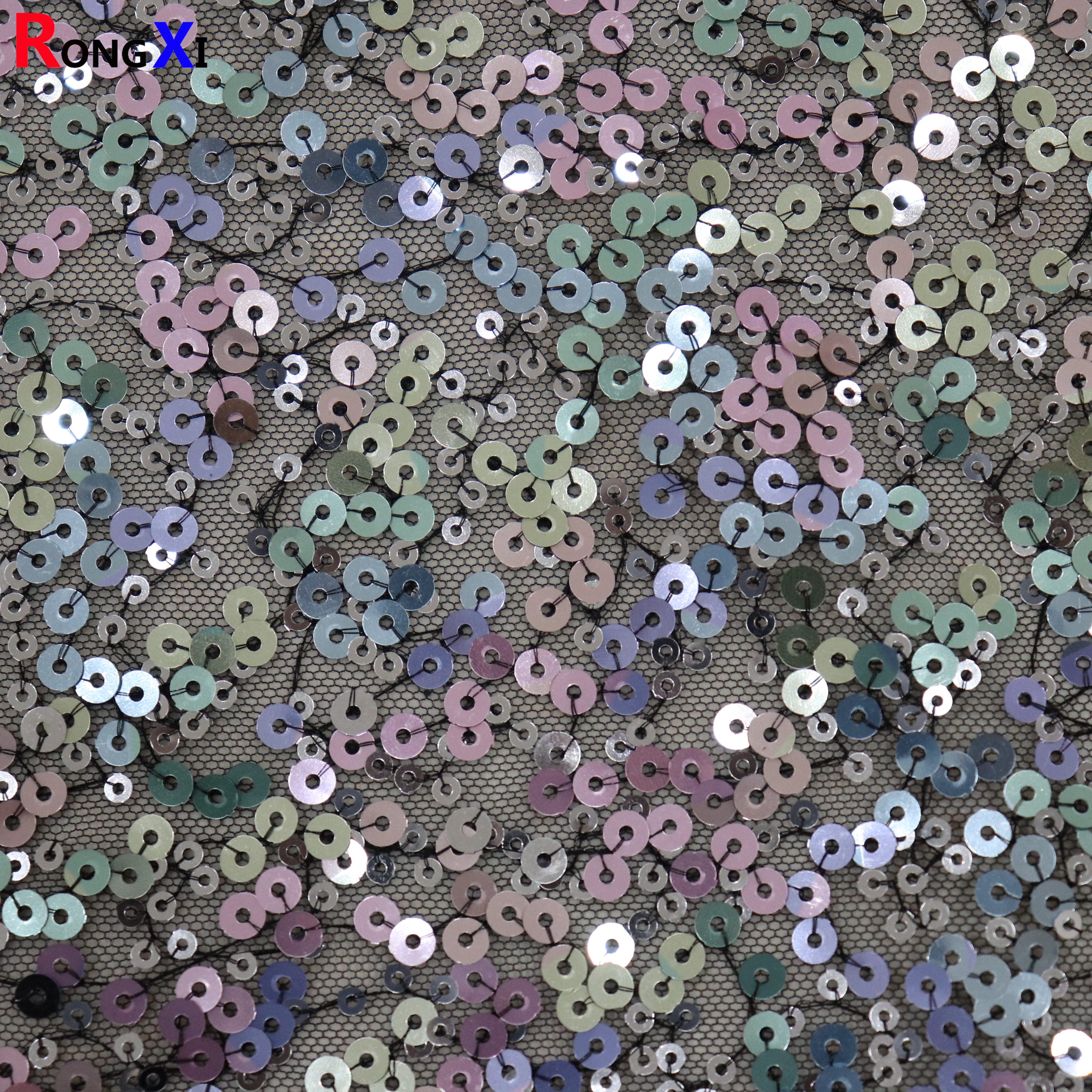RXF1066 3mm&5mm mixed Brand New sublimation Bridal Sequin Fabric