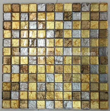 china glass mosaic,gold color glass mosaic tile