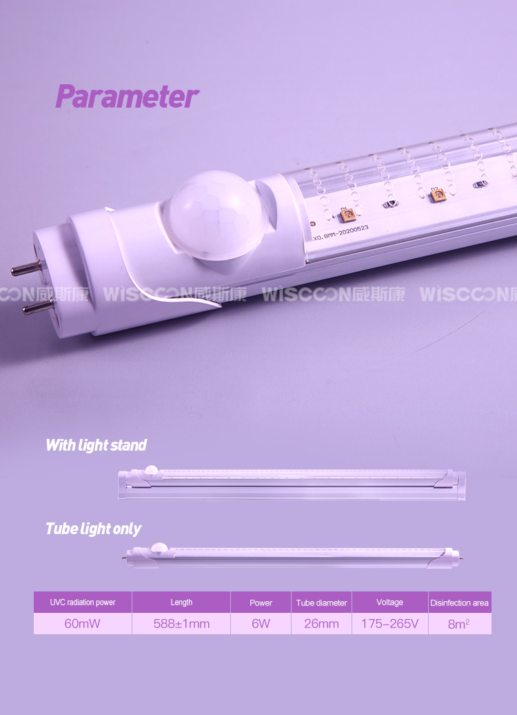 T8 UVC LED Disinfection Tube with PIR Motion Sensor