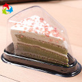 Caixa de bolo de plástico triangular transparente para fatia de padaria