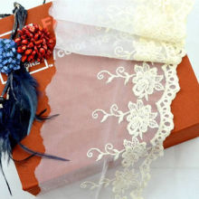 New fashion cotton lace fabric ladies kurta embroidery design with mesh for wedding decoration