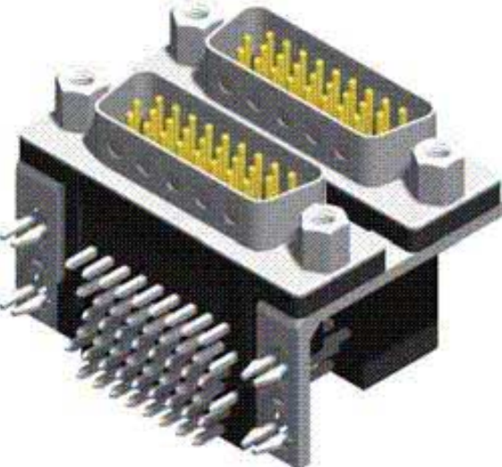 D-SUB haute densité Dual Port à angle droit MM