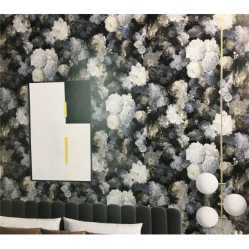 PVC Su Geçirmez Çiçekler Oturma Odası Için Kabartma Duvar Kağıdı