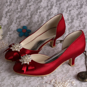 Wedopus Low Heel Wedding Prom Shoes Closed Toe