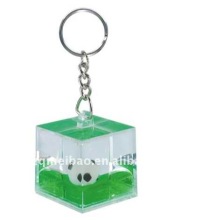 Acrylic cube shape Keyring with attractive floater and liquid inside,floating key chain