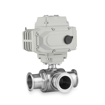 Electric Sanitary Clamp Connection 3 Way Ball Valve