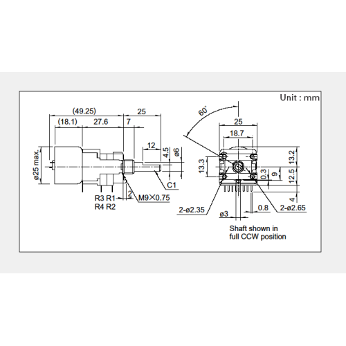 RK168 Series Rotating potentiometer